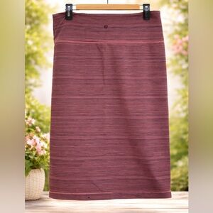 Lululemon Skirt Size 12 Berry Magenta Heathered Stripe Stretch Pencil Midi